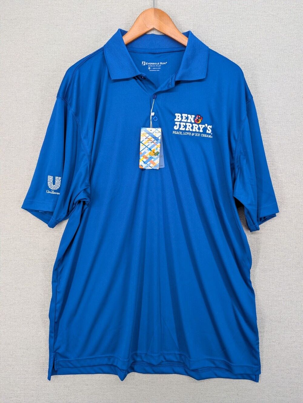 Ben & Jerry's Polo Shirt Size XL Peace Love Ice Cream Eversole Run -0125G121